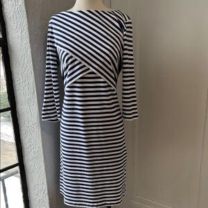 J McLaughlin Nautical Striped Navy and White Dress